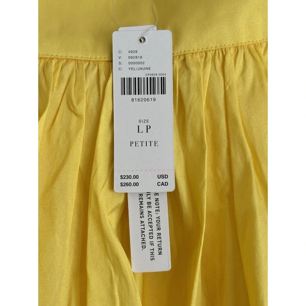NEW Bloni Anthropologie Bubble Dress Square Neck Taffeta Yellow Large Petite